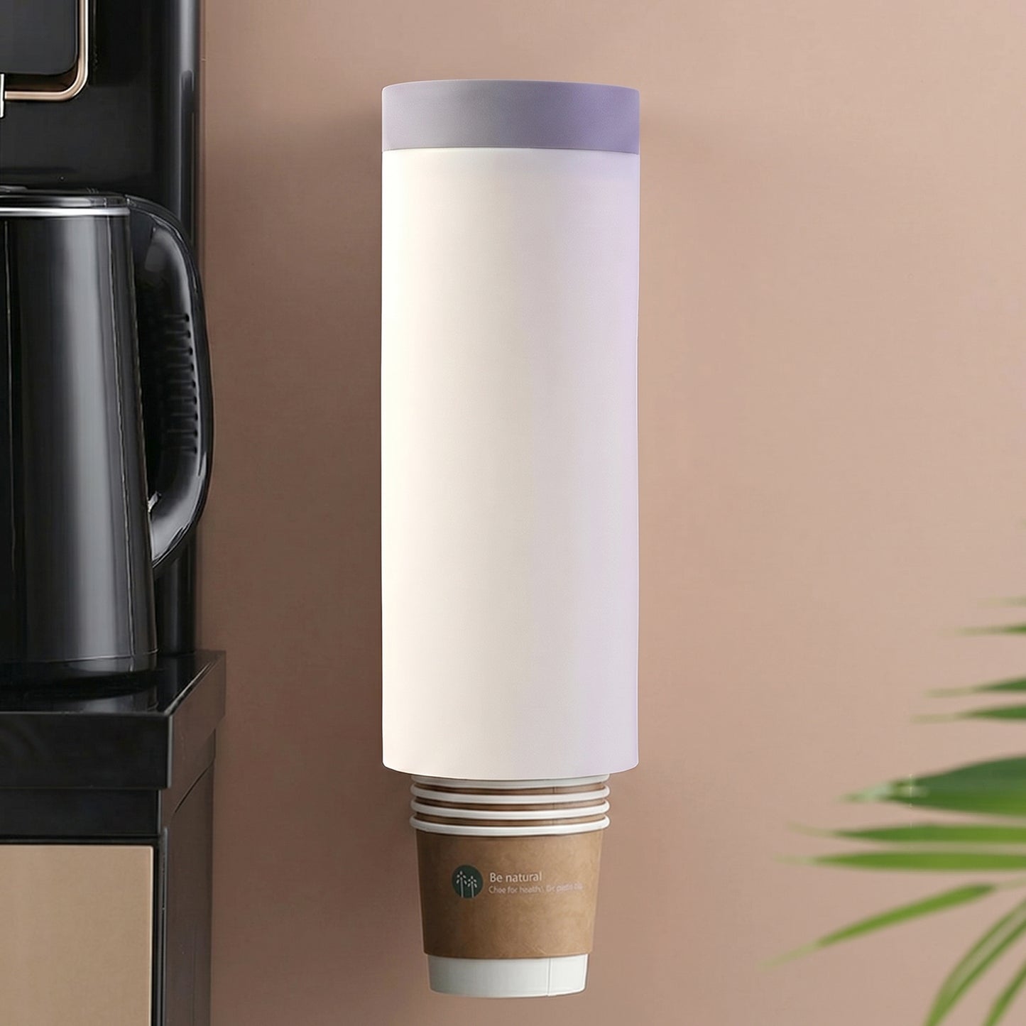 Wall-mounted Wukusy paper cup holder dispenser for disposable cups, with organized storage and easy access.
