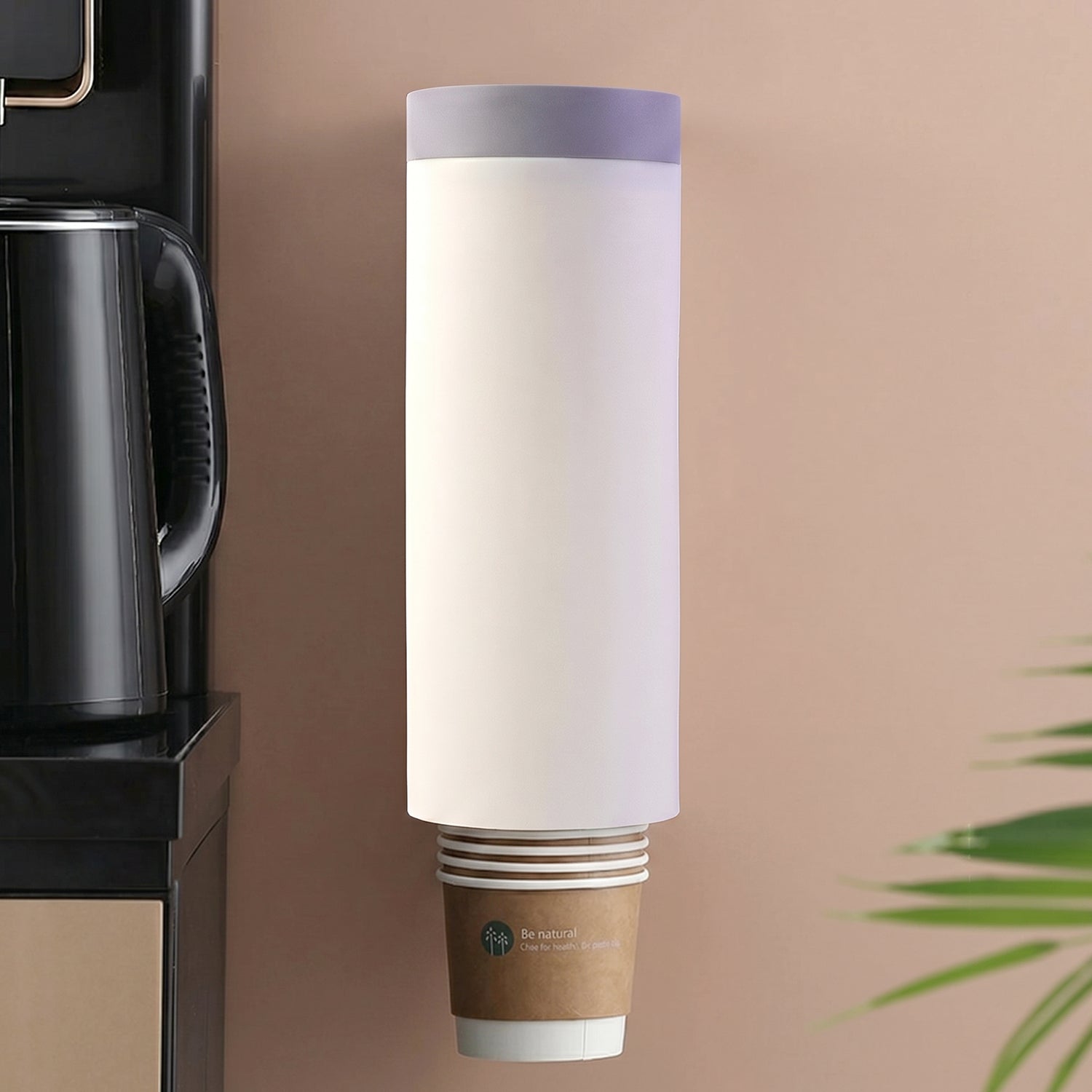 Wall-mounted Wukusy paper cup holder dispenser for disposable cups, with organized storage and easy access.