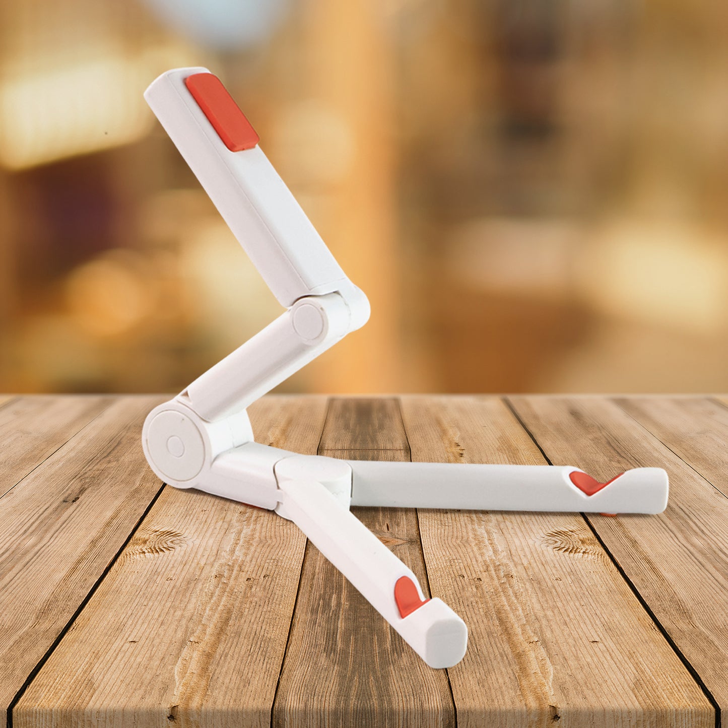 Wukusy adjustable foldable mobile phone and tablet stand showing a sleek black design supporting a phone and tablet.