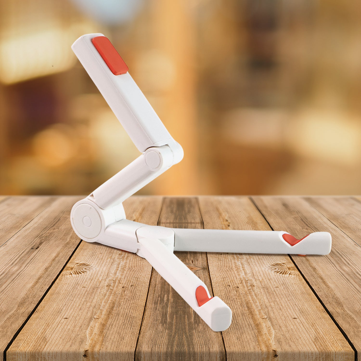 Wukusy adjustable foldable mobile phone and tablet stand showing a sleek black design supporting a phone and tablet.