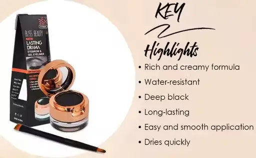 Ekom all beauty waterproof eyebrow and gel eyeliner 2-in-1 set, featuring a dual-ended design with brow pencil and gel eyeliner in sleek packaging.