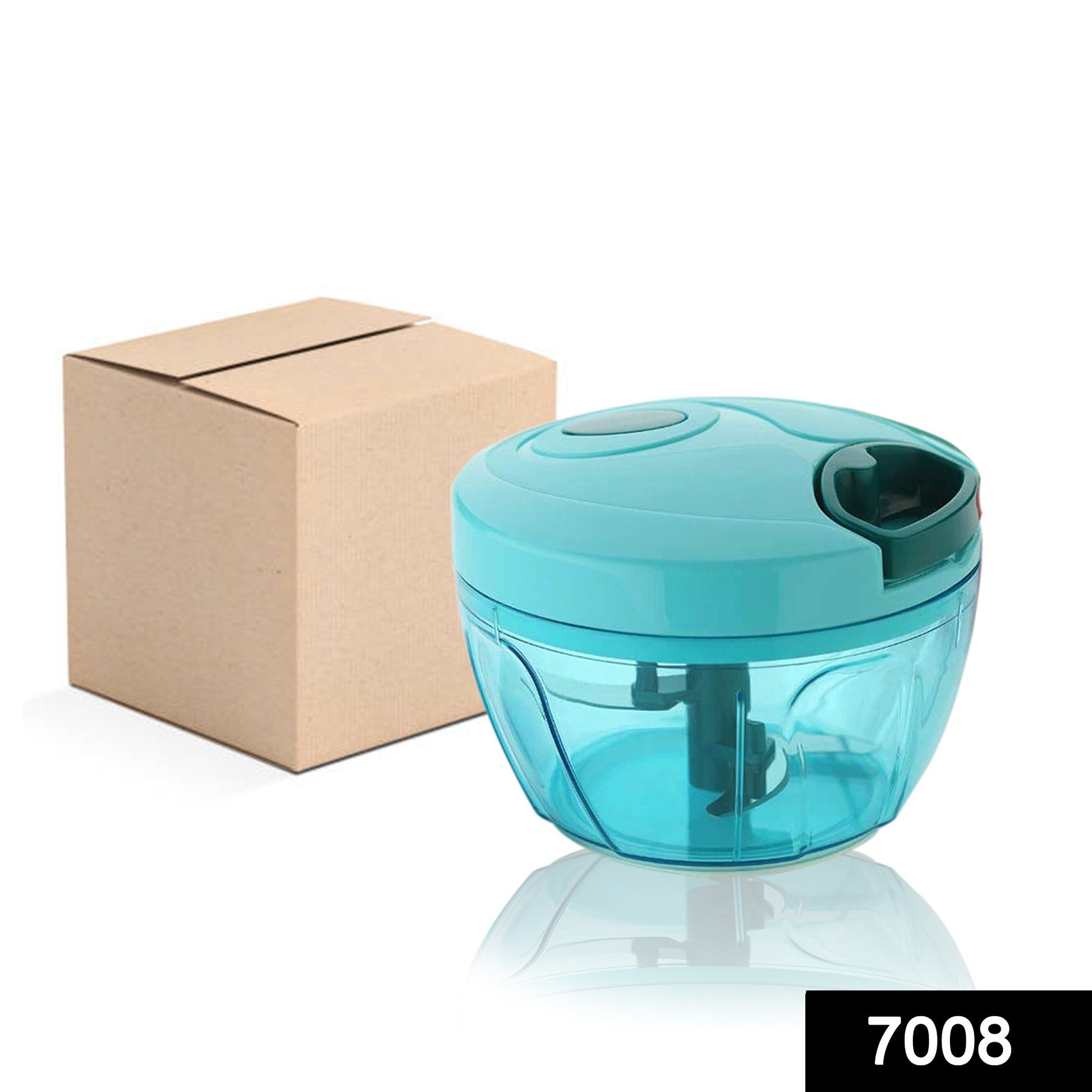 Wukusy 7008 manual stainless steel vegetable chopper with brown packaging, compact handheld kitchen tool for slicing vegetables.