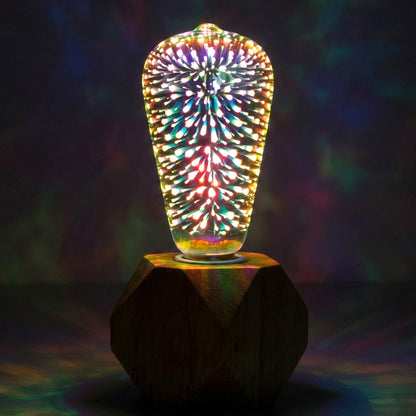 Wukusy 3D firework LED decorative bulb light for home decoration, creating colorful night ambience with vibrant firework design.