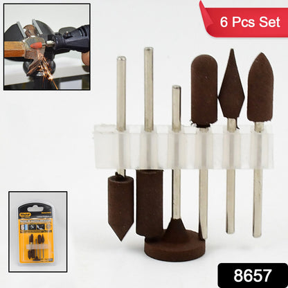 Set of 6 Wukusy mounted abrasive grinding wheel bits for rotary tools, ideal for detailed home improvement and grinding tasks.