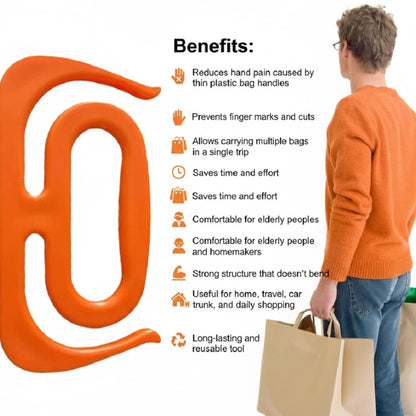 Wukusy heavy duty grocery bag handle grip holder showing sturdy black plastic handle with ergonomic design for carrying multiple bags
