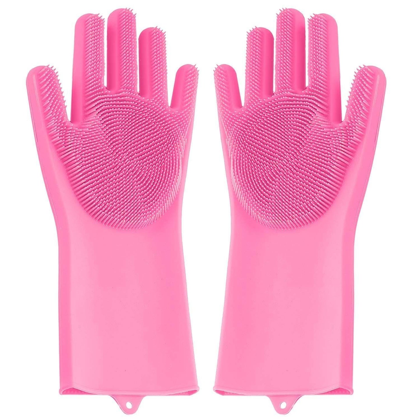 Wukusy 714 reusable silicone cleaning scrubber gloves in multicolor for garden cleaning and scrubbing tasks.