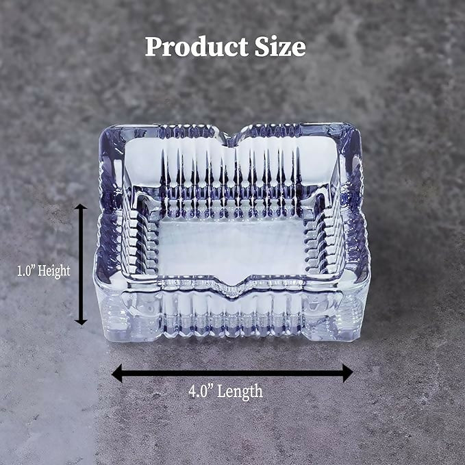 Square crystal glass ashtray by Wukusy with a heat-resistant design, perfect for smoking trays and elegant table settings.