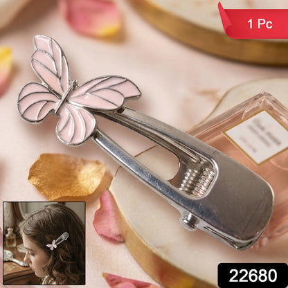 Wukusy butterfly design metal hair clip showcasing a shiny, detailed butterfly shape for stylish hair accessories.