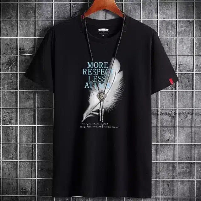 Black printed men's half-sleeve T-shirt by 726, size L, featuring a casual design and comfortable fabric.