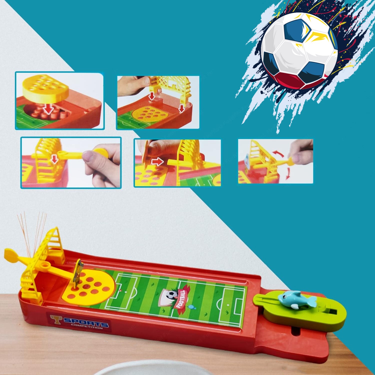Mini tabletop finger football game by Wukusy, featuring a fun indoor desktop finger bowling game for kids and families.