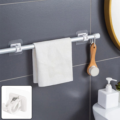 Wukusy no-drill wall mounted adhesive towel rod holder, white, with sturdy design, suitable for bathroom or kitchen use.