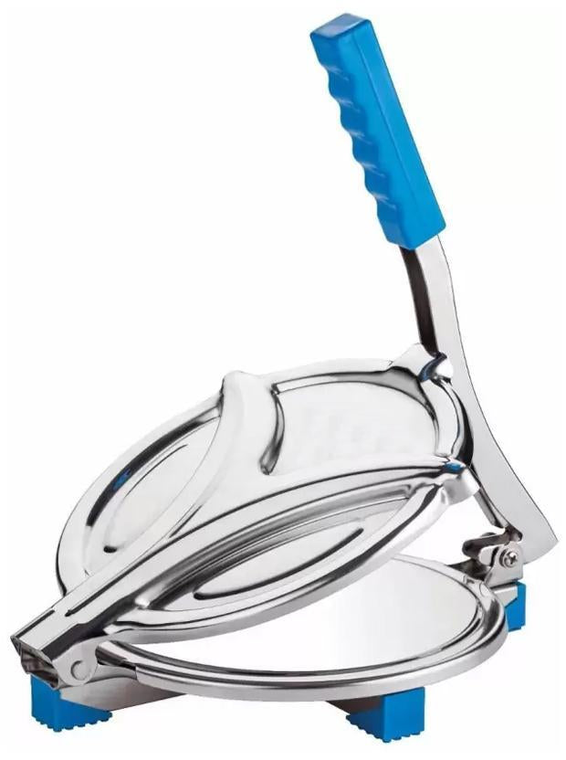 Wukusy 740 stainless steel puri press and papad maker machine for making traditional Indian puris and papads in the kitchen.