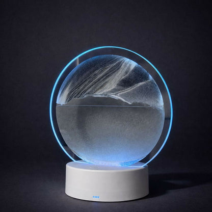 Wukusy round sand art LED table lamp with colorful sand inside, decorative night light for cozy ambiance.