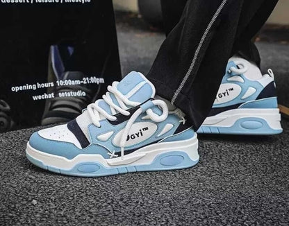 Blue men's sneakers from brand 7587, size 6, featuring a stylish and comfortable design for casual wear.