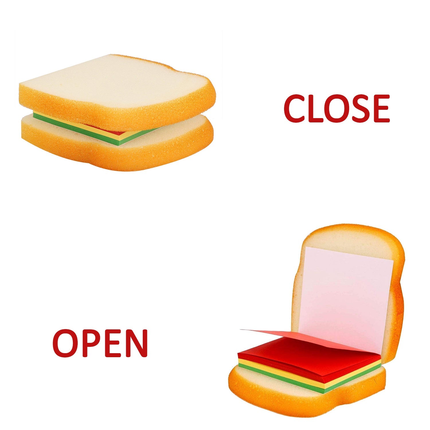 Multicolor sandwich-shaped notepad sticky notes from Wukusy, mini memo pads for office organization and notes.