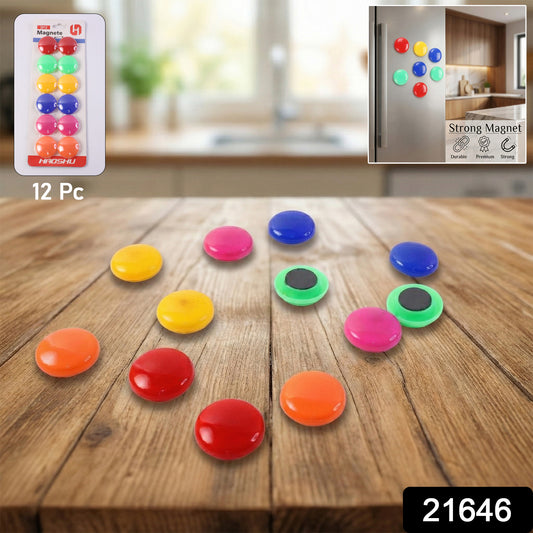 Set of 12 colorful round refrigerator magnets by Wukusy, featuring vibrant designs for decorating and organizing your fridge.