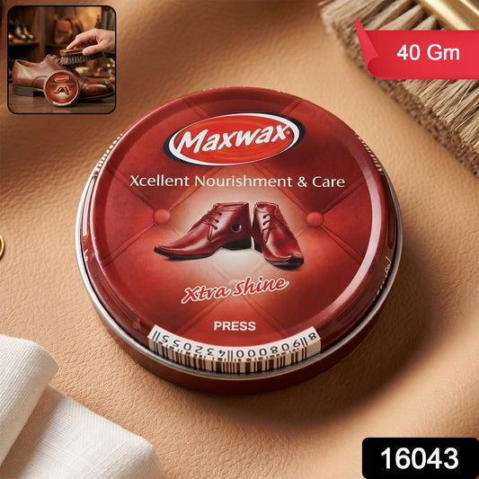 Wukusy Maxwax Brown Shoe Polish Cream in 40g jar, showing smooth cream texture for shining and conditioning brown leather shoes.