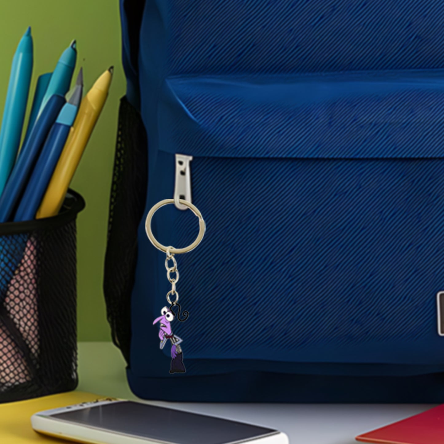 Colorful cartoon character keychain by Wukusy, featuring a playful design, ideal for home decor or accessories.