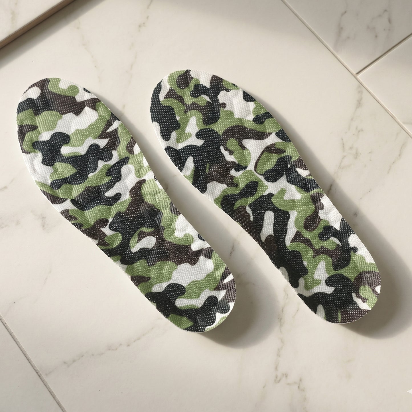 Wukusy camouflage comfort shoe insoles with soft cushioning for size 35-38, designed for added comfort and support.