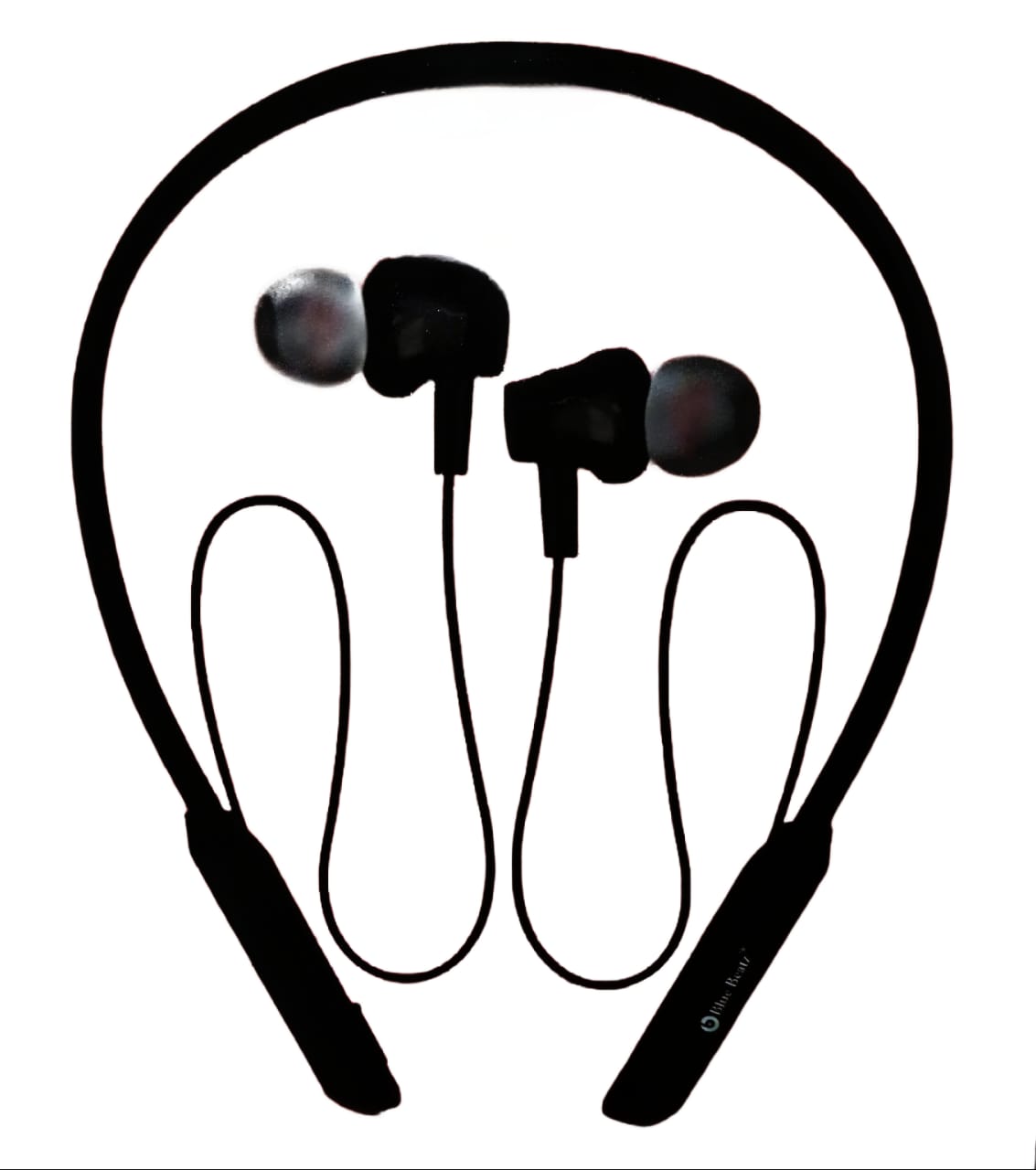 Black Charkee NB-804 wireless neckband Bluetooth earphones with in-ear design and music controls, up to 20 hours of playback.