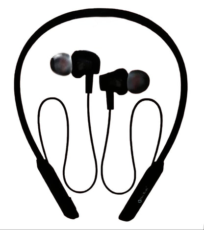 Black Charkee NB-804 wireless neckband Bluetooth earphones with in-ear design and music controls, up to 20 hours of playback.