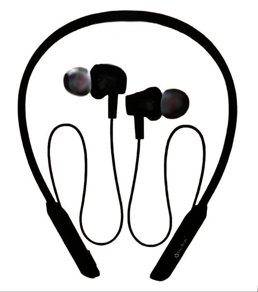 Black Charkee NB-804 wireless neckband Bluetooth earphones with in-ear design and music controls, up to 20 hours of playback.