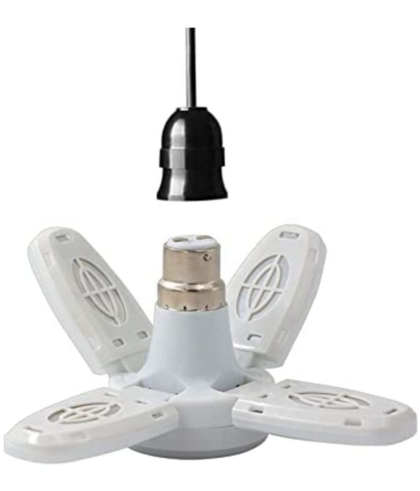 White 7878 Charkee 25W LED bulb with foldable 4-leaf fan blade, adjustable ceiling light for home use.