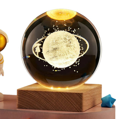 7878 Charkee 0.5W 3D Galaxy Crystal Ball Night Light bulb showing a creative engraved aesthetic design and dim glow.
