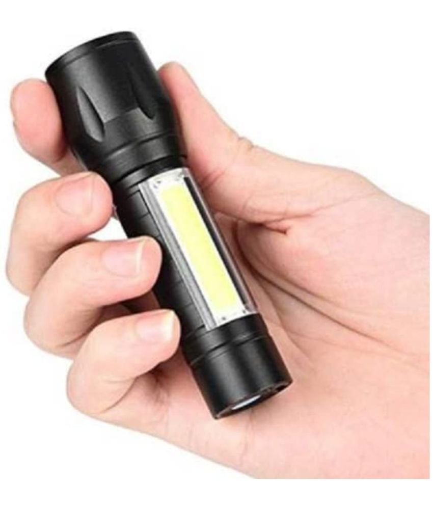 Black Charkee 10W rechargeable LED torch, waterproof pocket-sized emergency light ideal for camping and hiking.