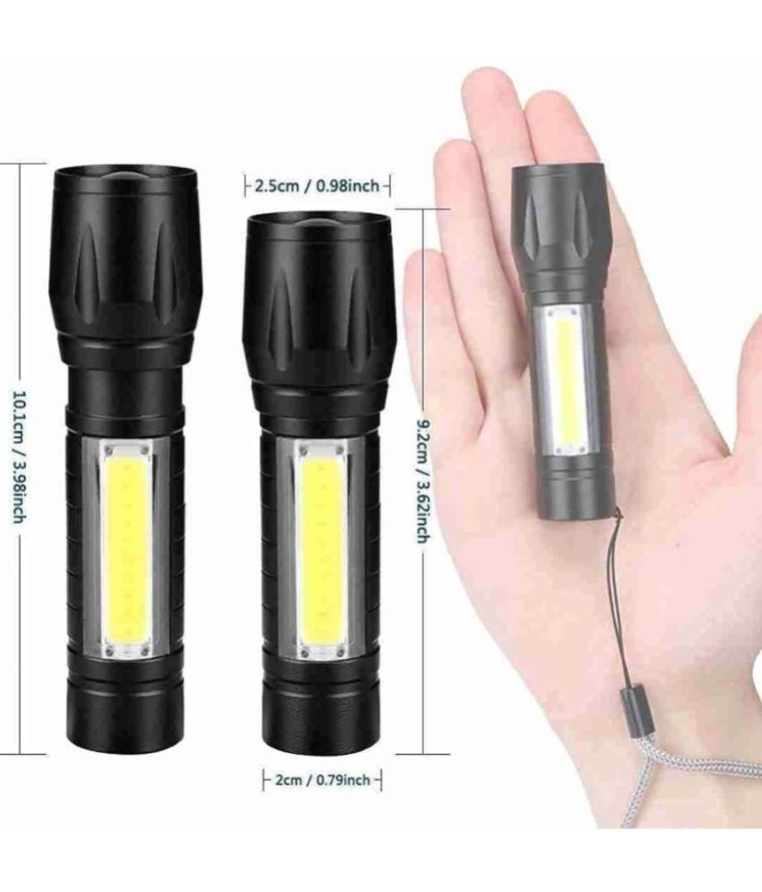 Black Charkee 10W rechargeable LED waterproof torch, pocket-sized emergency light for camping and hiking, by 7878.