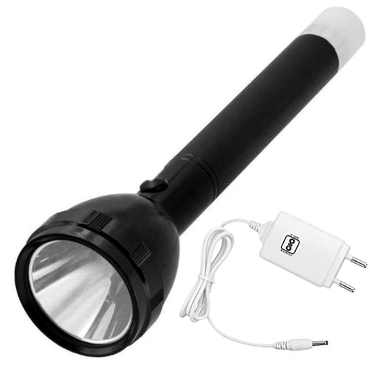 Black Charkee 40W rechargeable LED flashlight with long 1km range, lamp mode, and safety flash light for emergency use.