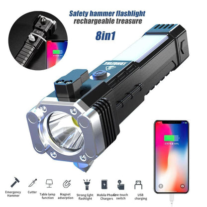 Black Charkee 5W rechargeable LED flashlight, waterproof emergency torch with 5-hour bright light, by 7878.