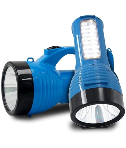 7878 Charkee 16W LED high-power rechargeable emergency searchlight with built-in flashlight, shown in white.