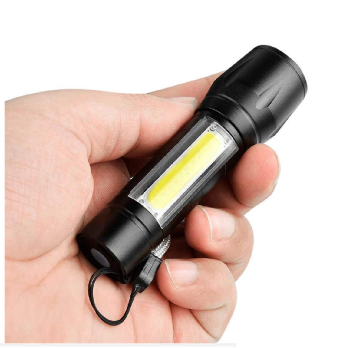 7878 Charkee 3W 3-in-1 rechargeable torch light for camping, hiking, and fishing with USB charging and included box.