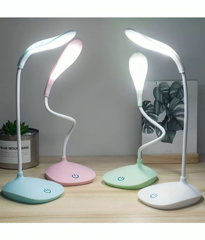 7878 Charkee 3W Rechargeable Emergency Table Lamp with white finish, compact design, ideal for reading and emergency use.