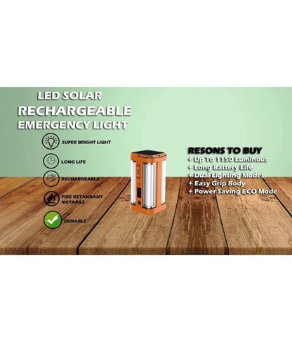 White Charkee 9W 4-tube emergency lantern with 360-degree brightness, solar and rechargeable electric emergency light, brand 7878.
