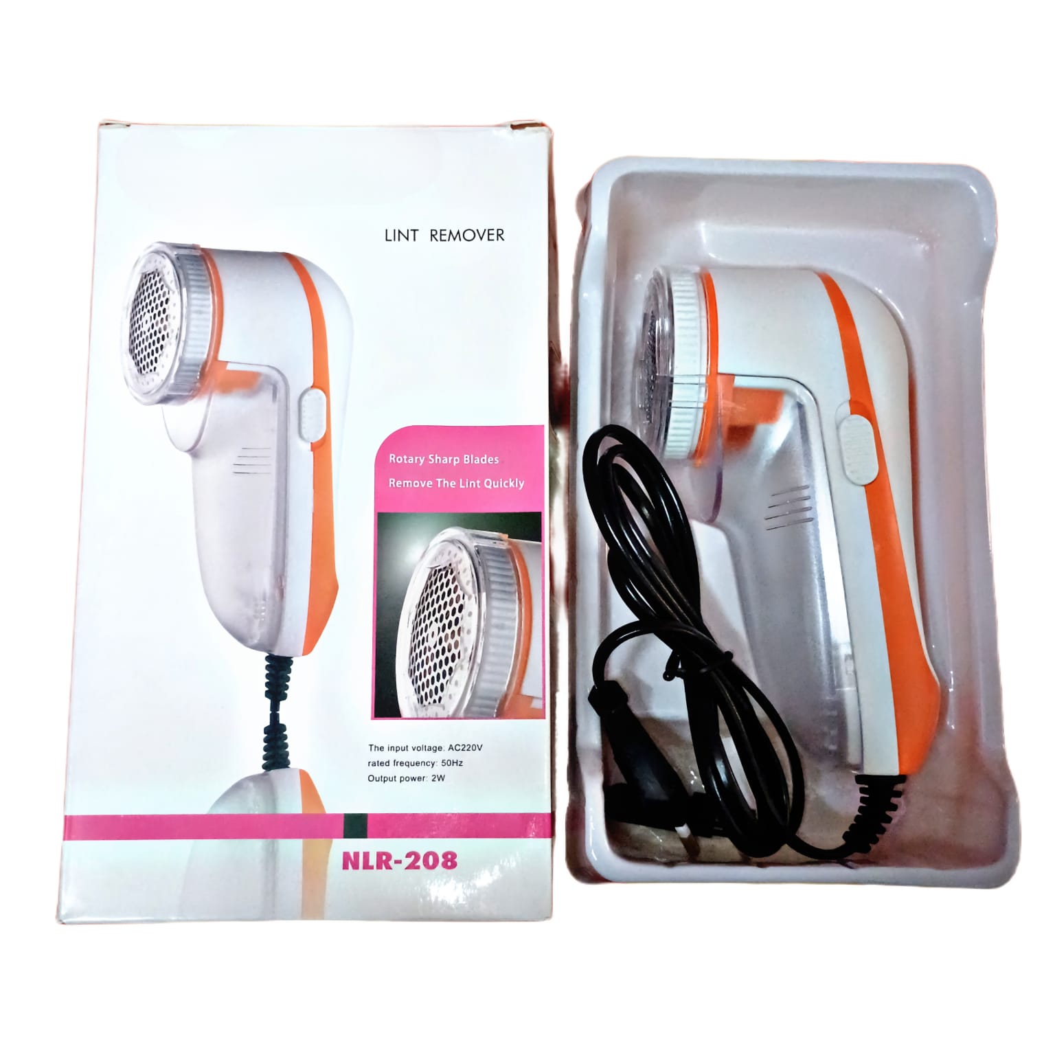 7878 Charkee electric lint remover shaver for clothes, orange fabric shaver with dust collection, compact lint and fuzz remover.