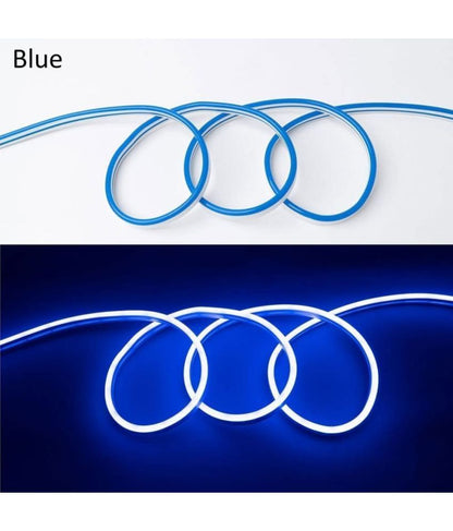 Blue Charkee 12V cuttable LED neon flexible light strip, ideal for car night lighting, 50 watt LED fancy lighting.
