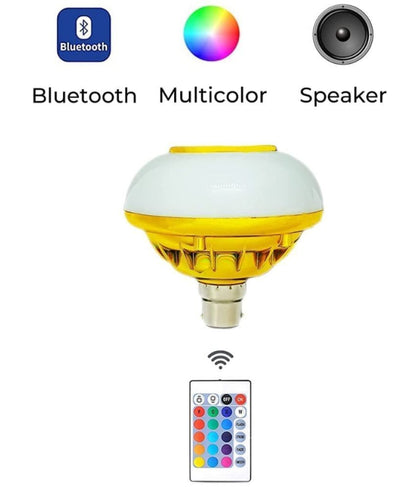 Colorful Charkee Bluetooth night light bulb with built-in speaker and remote control, ideal for ambient music and lighting.