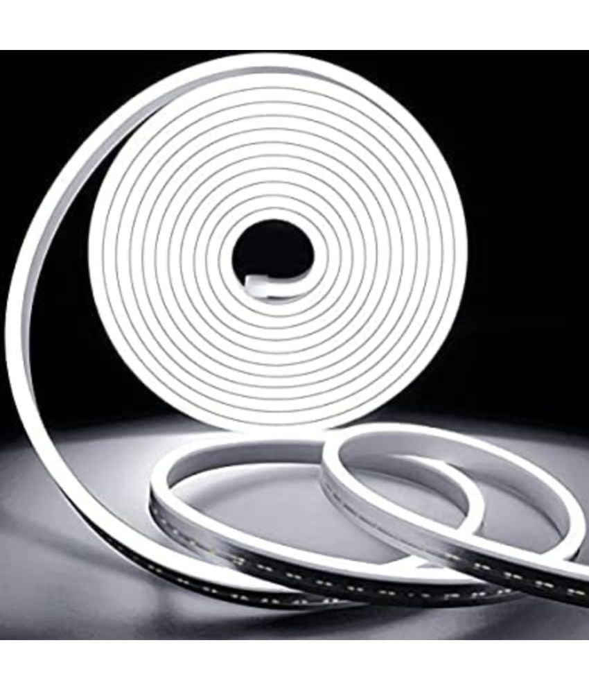 White LED neon light rope by 7878, waterproof outdoor night light with flexible design and connector for decorative illumination.