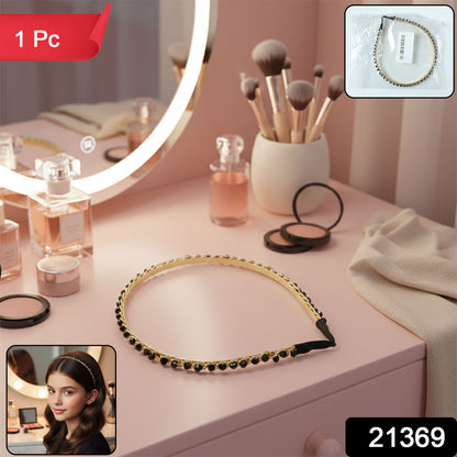 Elegant gold finish decorative hair band by Wukusy, featuring a stylish design for accessorizing hair.