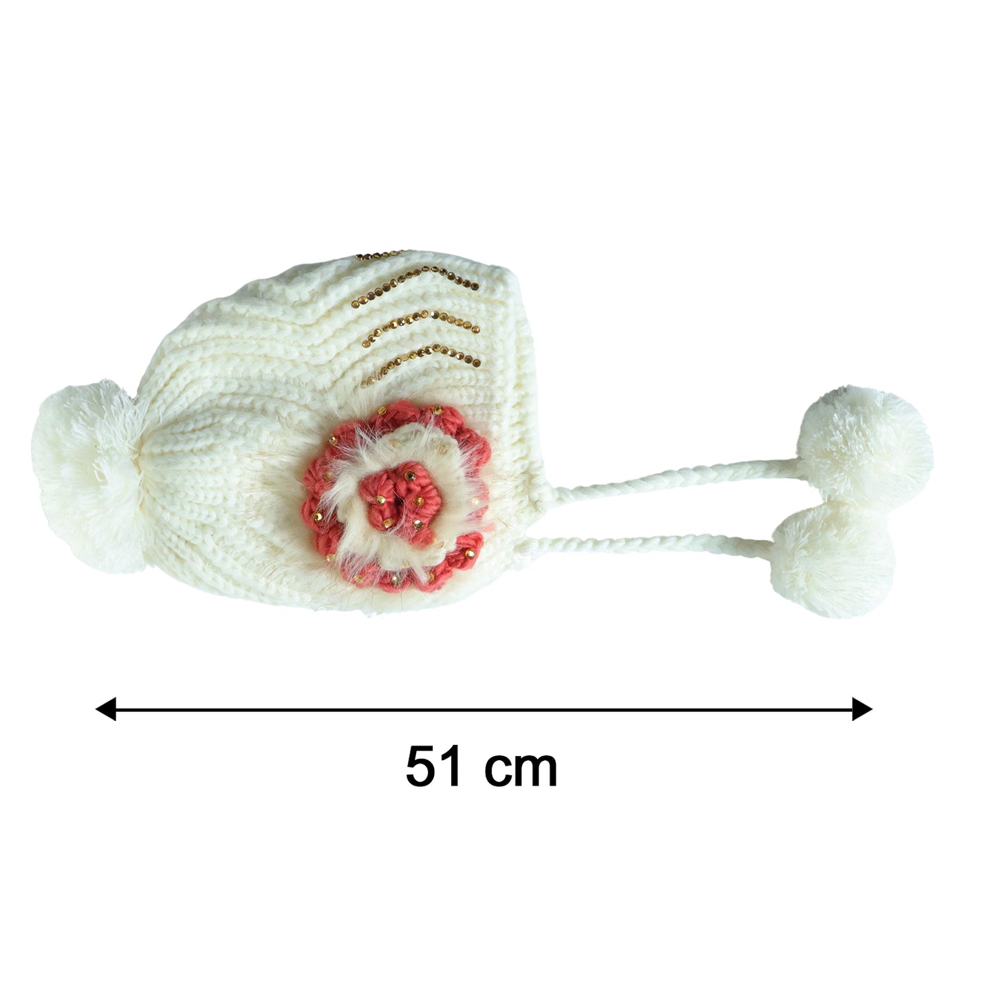 Wukusy cute kids winter woolen ear flap cap with pom pom, featuring mixed colorful designs on warm, cozy winter hat.