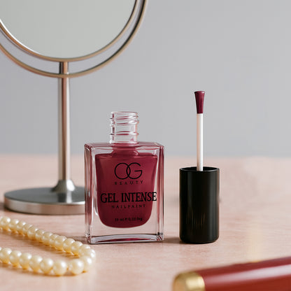 Wukusy Og Beauty Burgundy Plum Gel Intense Nail Polish 10ml bottle with deep plum color and glossy finish
