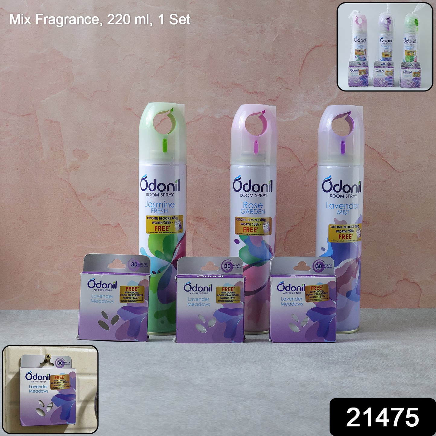 Wukusy room spray and air freshener blocks combo set with 220ml mixed fragrances in a sleek container.