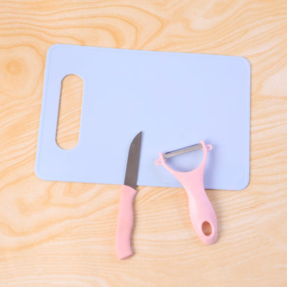 Wukusy 3-in-1 multipurpose kitchen cutting board set with separate sections for fruits and vegetables, made of durable material.