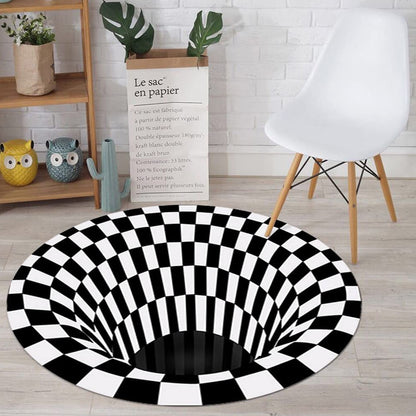 Wukusy 3D space round carpet floor mat, non-woven doormat, 78 cm diameter, ideal for home improvement and entryway decor.
