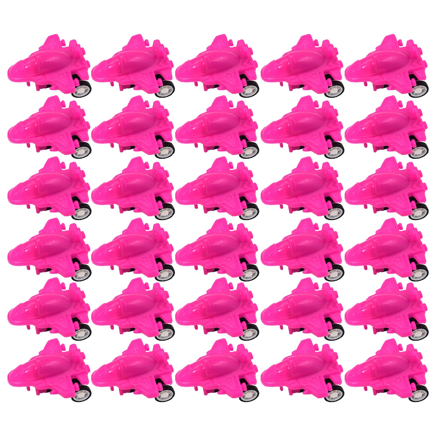Set of 30 Wukusy 4430 Int Pull Back Mini Planes toy set with colorful small plastic airplanes on a white background.