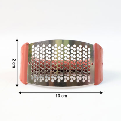 Wukusy Supermom Premium Curve Garlic Press Crusher for home kitchen, stainless steel design with ergonomic handle for easy garlic crushing.