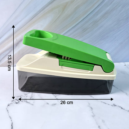 Wukusy Supermom Quick Nicer Dicer vegetable and fruit chopper with multiple blades for easy food prep and chopping.
