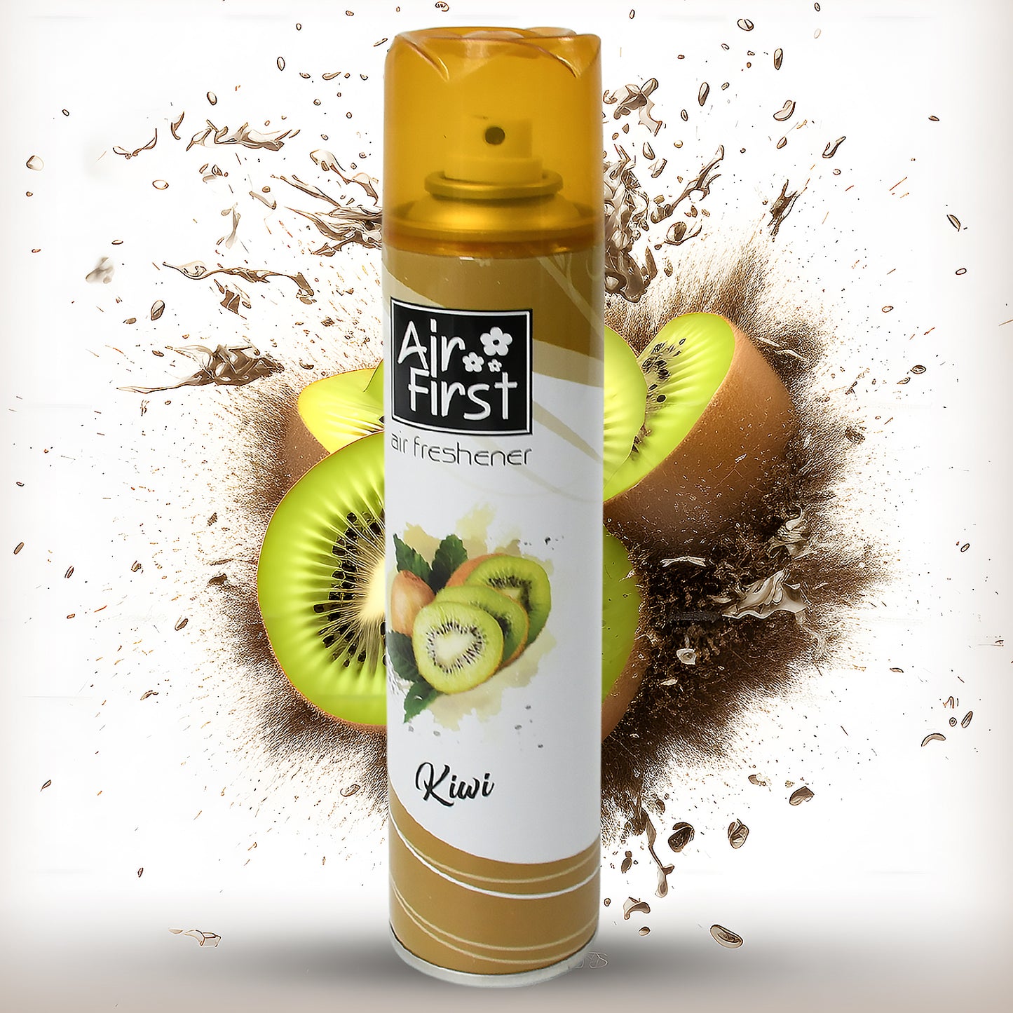 Wukusy 1382 air freshener spray in lemon kiwi blossom fragrance, 300ml bottle, used in office, home, hotel, and banquet rooms